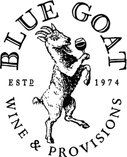 The Blue Goat wine shop logo.